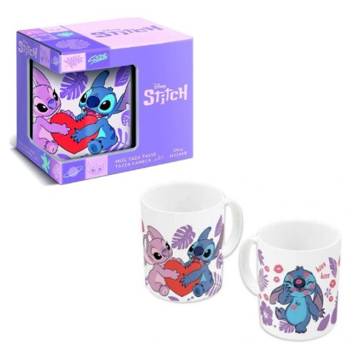 STITCH – Stitch e Angel con Cuore – Tazza in Ceramica 325ml (In confezione regalo xxcm)…x12…x24